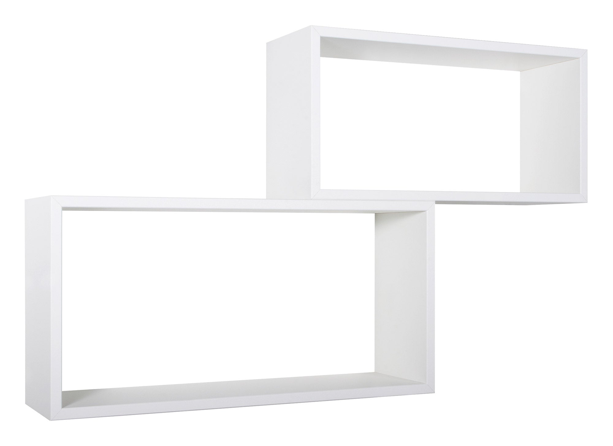 Set 2 Mensole Cubo da Parete Rettangolare in Fibra di Legno Bislungo Bianco