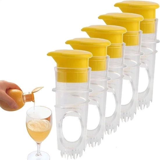 Citruspresse a mano con coperchio a viti e filtro integrato - Per uso domestico, campeggio e picnic (5 pezzi)