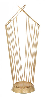 Portaombrelli struttura in acciaio dorato, con linee minimali, colore oro, Misure 23 x 68,5 x 26,5 cm
