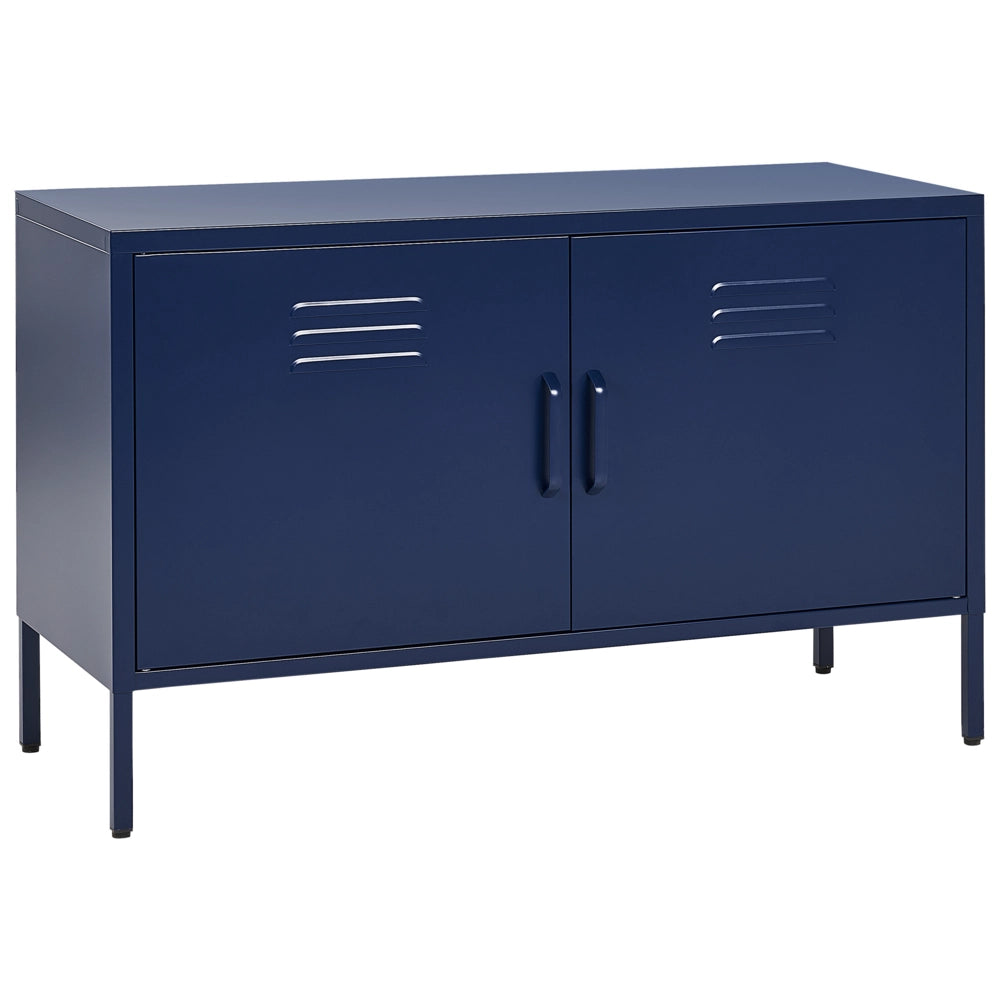 Credenza a 2 ante in acciaio blu navy Mobili per ufficio a casa Ripiani per gambe Design industriale