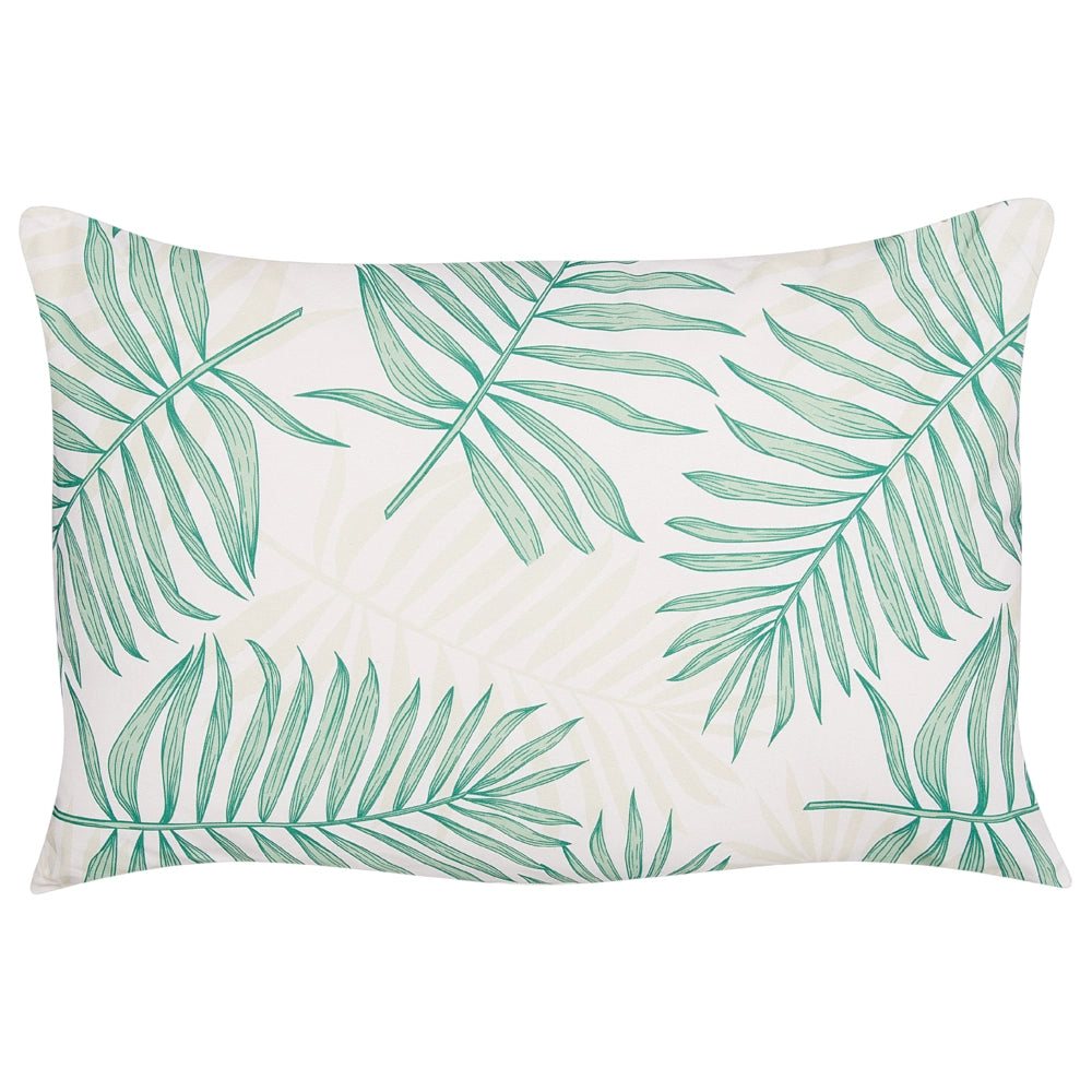 Set di 2 cuscini da esterno in tessuto di  poliestere beige e verde con motivo a foglia di palma 40 x 60 cm esterno interno giardino