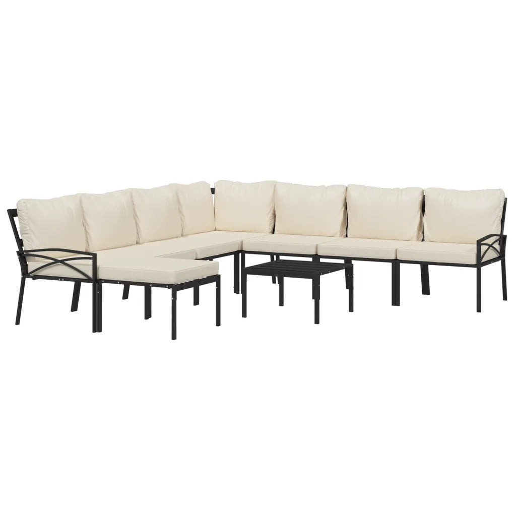 Set Salotto da Giardino 9pz con Cuscini Sabbia in Acciaiocod mxl 76733