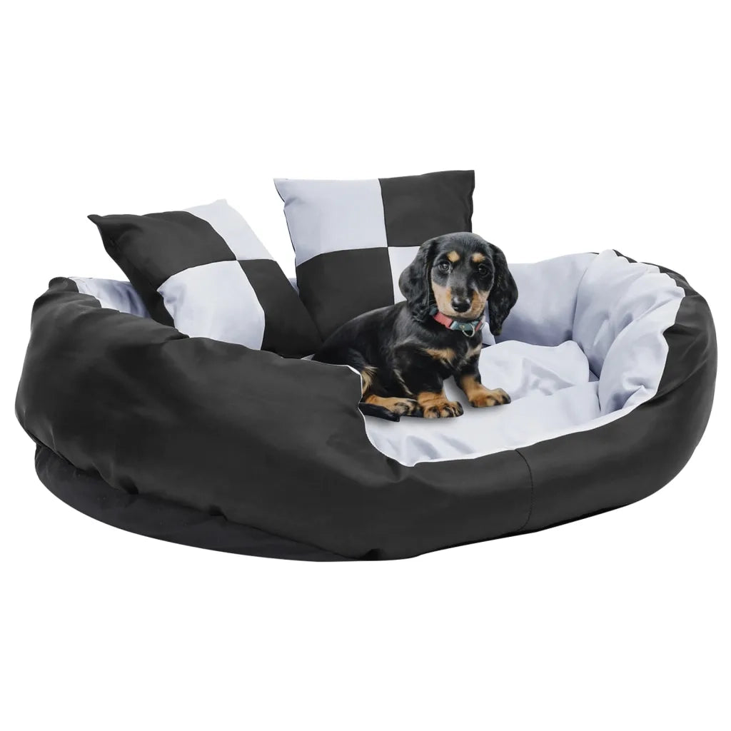 Cuscino per Cani Reversibile e Lavabile Grigio Nero 85x70x20 cm 171208