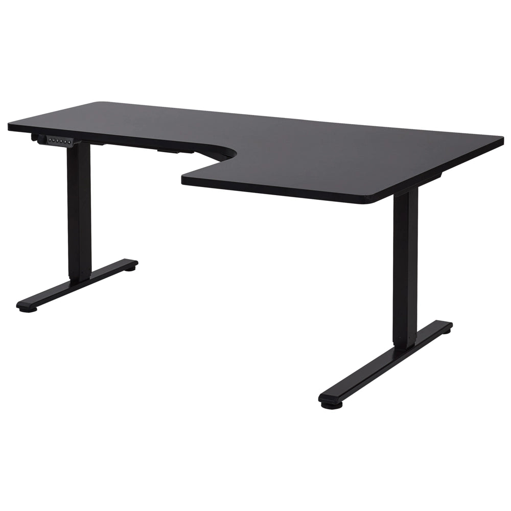 Scrivania elettrica regolabile ad angolo retto moderna a forma di L 160 x 59 cm Piano nero lato destro stile moderno