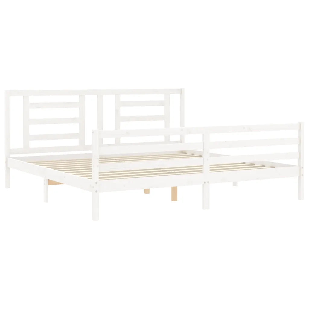 Giroletto con Testiera Bianco 200x200 cm in Legno Massello 3194722