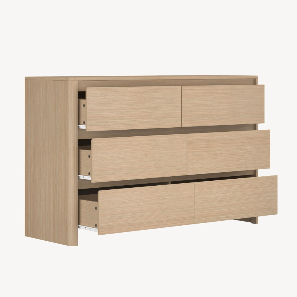 Cassettiera Takranmaa Comò con 6 Cassetti 120 x 39 x 77 cm - Effetto Rovere [en.casa]