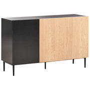 Credenza moderna a 3 ante in MDF legno chiaro e nero a coste stile moderno