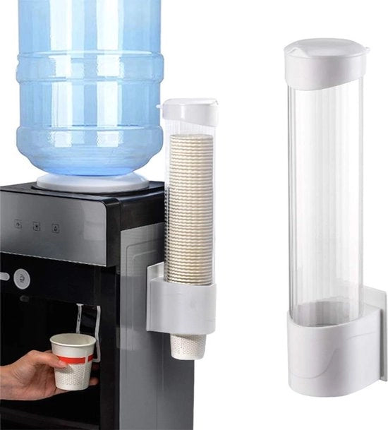 Dispensatore di bicchieri da tavola da parete - Contenitore per bicchieri di cartone - Dispensatore di bicchieri di carta e plastica - 50-70 bicchieri - Materiale ABS/PC duraturo - 37,5 cm di lunghezza