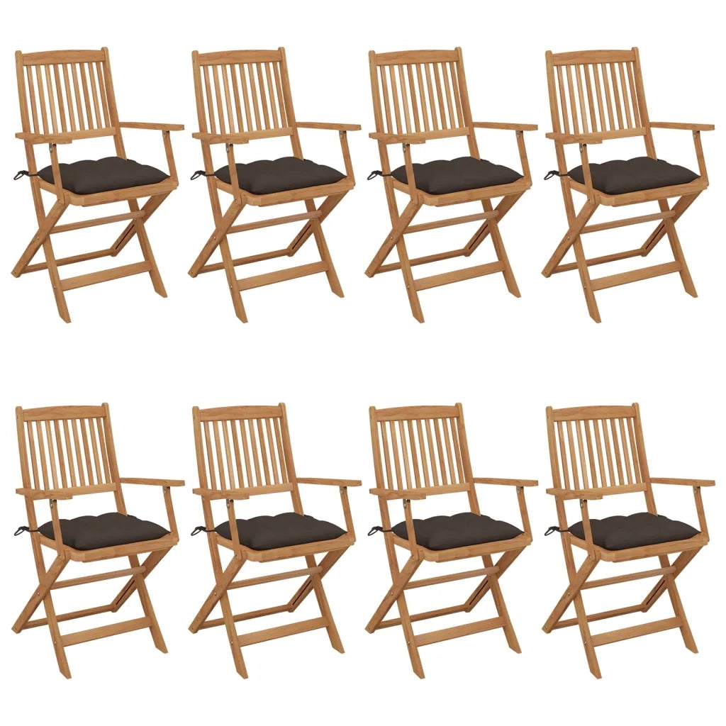 Sedie da Giardino Pieghevoli 8 pz con Cuscini Massello Acacia cod mxl 8479