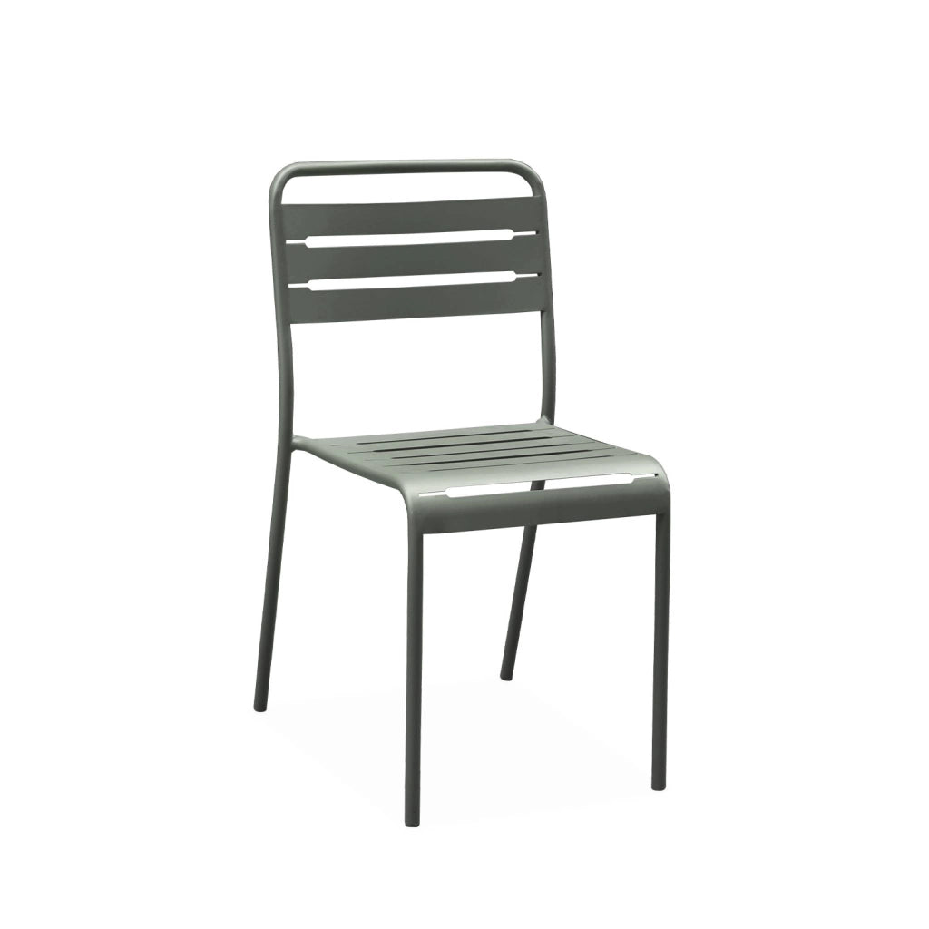 Set tavolo da giardino in acciaio con 4 sedie, 120cm, verde kaki
