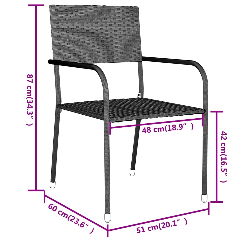 Set Mobili da Pranzo per Giardino 3 pz | Set Salotto da Giardino in Polyrattan Grigio