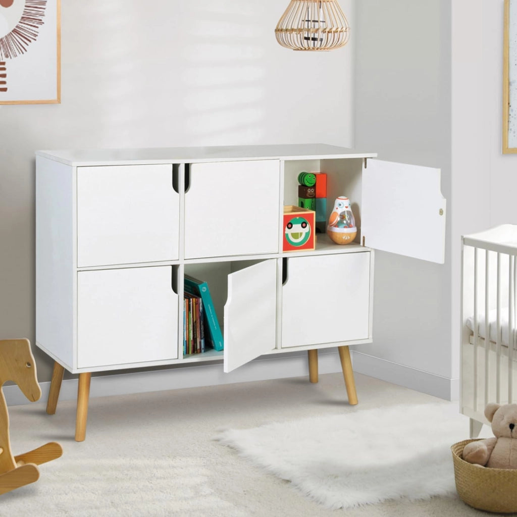 Libreria cubo per bambini in legno bianco con 6 scomparti EMMIE
