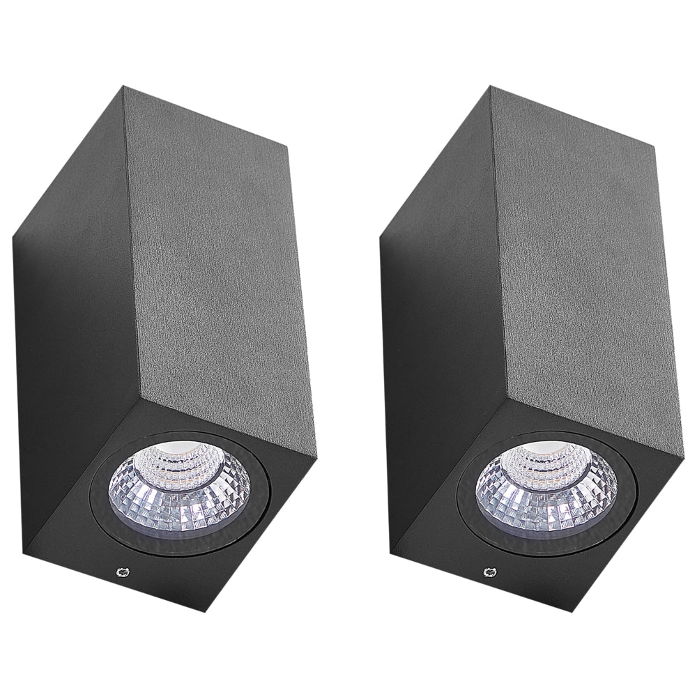 Set di 2 lampade da parete con LED in metallo di colore nero stile moderno contemporaneo