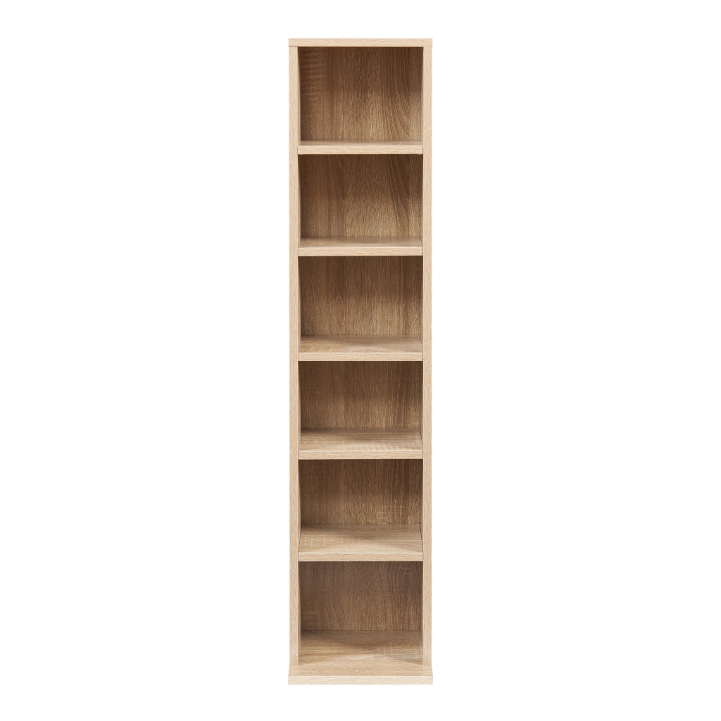 Scaffale a Colonna Tynset con 6 Scomparti per CD DVD 90x20x20 cm Effetto Rovere Sonoma [en.casa]