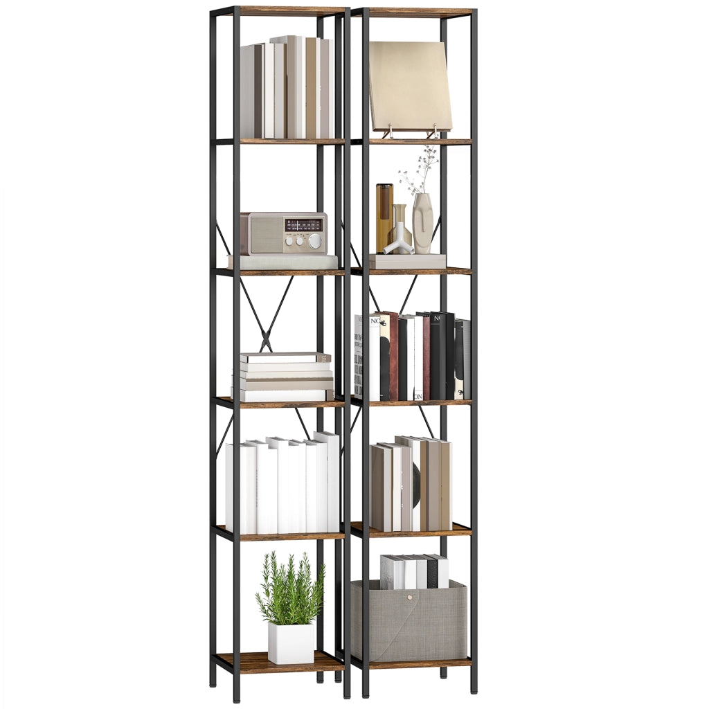Libreria 6 Livelli in Legno Rustico ¨C Zephmum ¨C Marrone 80x30x180 cm
