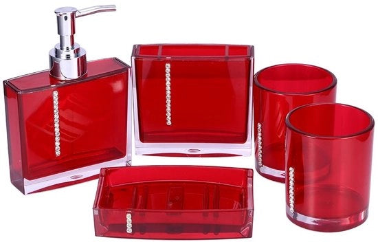 Set accessori da bagno 5 pezzi - Sostegno per spazzola da denti - Dispensatore di sapone - Acrilico - Flessibile emulsione - Bacinella per gergalas - Accessori da bagno

Codice prodotto: 
Modello: 
Caratteristiche tecniche: Acrilico