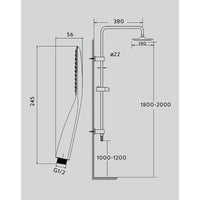 Colonna Doccia a Ponte Soffione 19x25cm Doccetta Acciaio Cromato