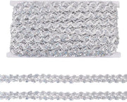 Paillettenlint Argento - 15 Yards - 2,5 cm di Larghezza - Sint-Jakobsschelp Rand - Lint Decorativo - Finitura Luccicante - Lint Decorativo con Pailletten
