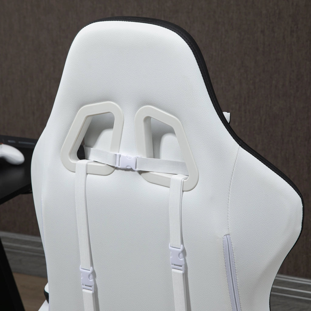 Sedia Gaming ¨C zephmum ¨C Bianco e Nero, Schienale Regolabile, 65x65x121-129 cm