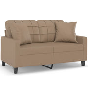 Divano | Divano da soggiorno | Sofa a 2 Posti con Cuscini Cappuccino 120 cm in Similpelle