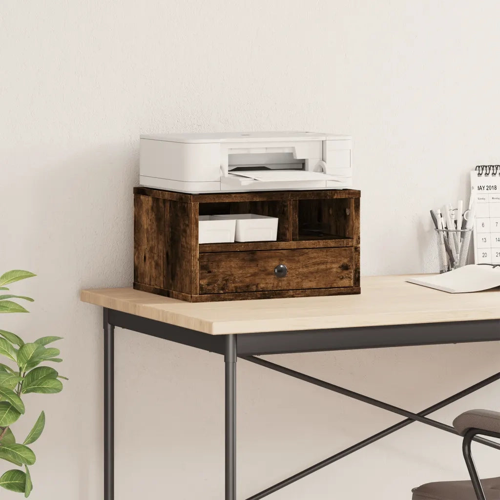 Supporto Stampante Rovere Fumo 40x32x22,5 cm Legno Multistrato CFW4165897