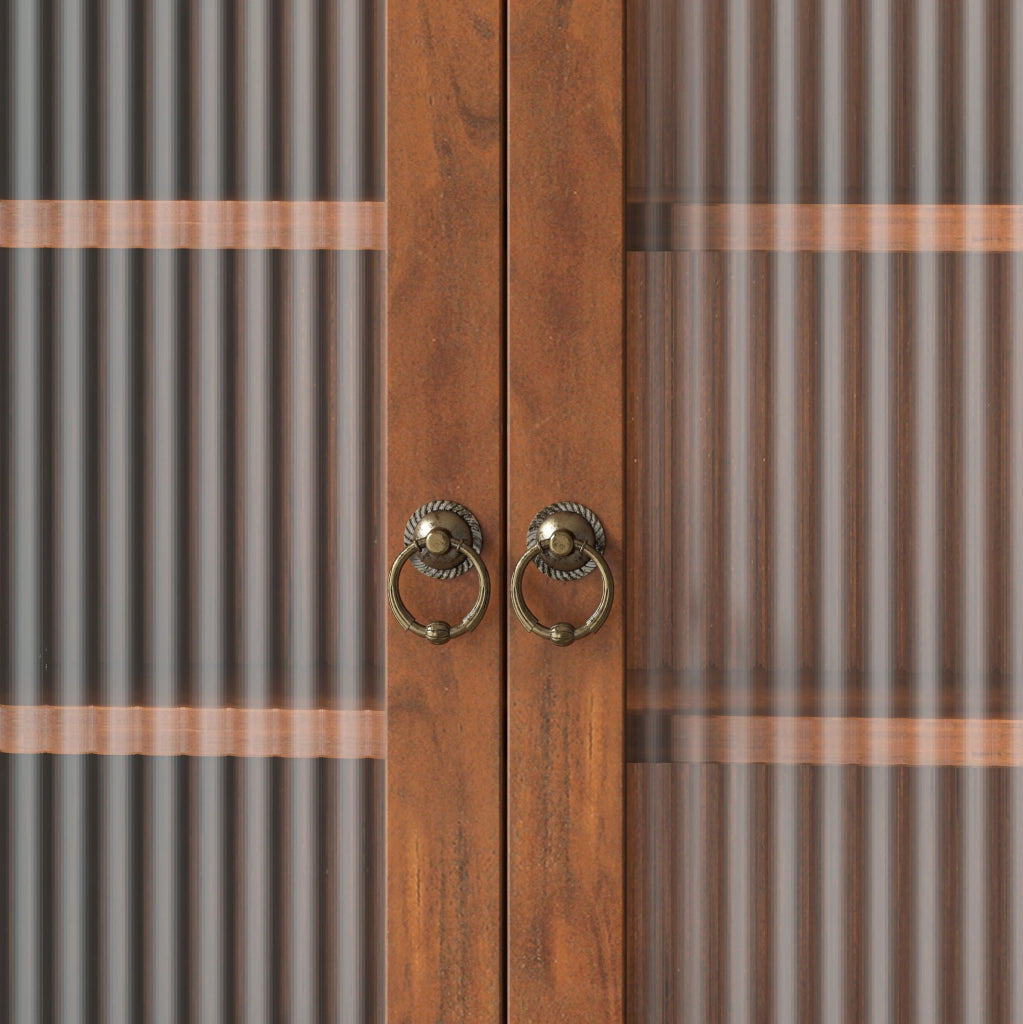 Mobile contenitore in legno massello e vetro 100x20x80 cm marrone