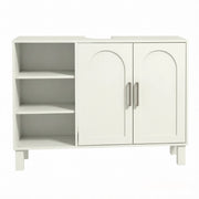 Mobile bagno sottolavabo con 2 ante; 3 ripiani e vano con ripiano regolabile per bagno; in MDF; crema; 90×30×63 cm