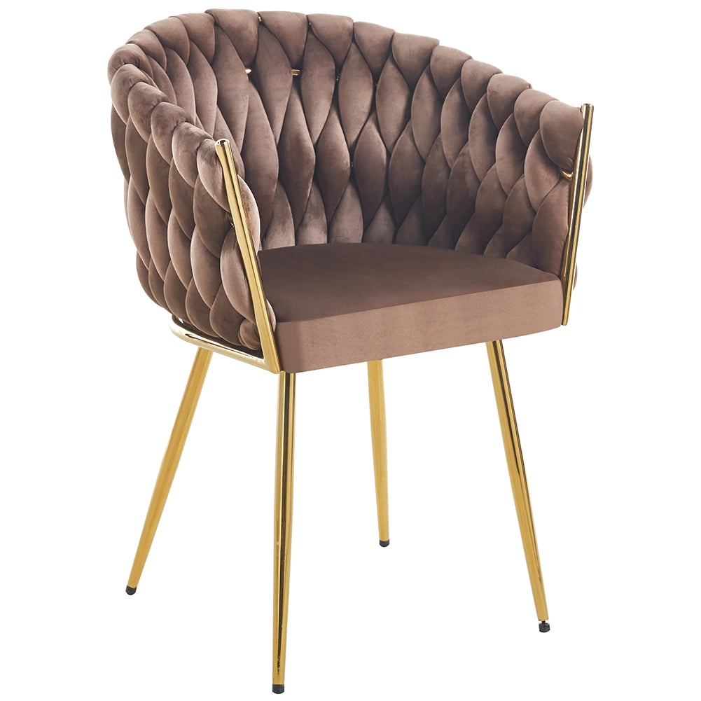 Set 2 Sedie per Sala da Pranzo e Ufficio in Velluto Marrone Sedia Ergonomica