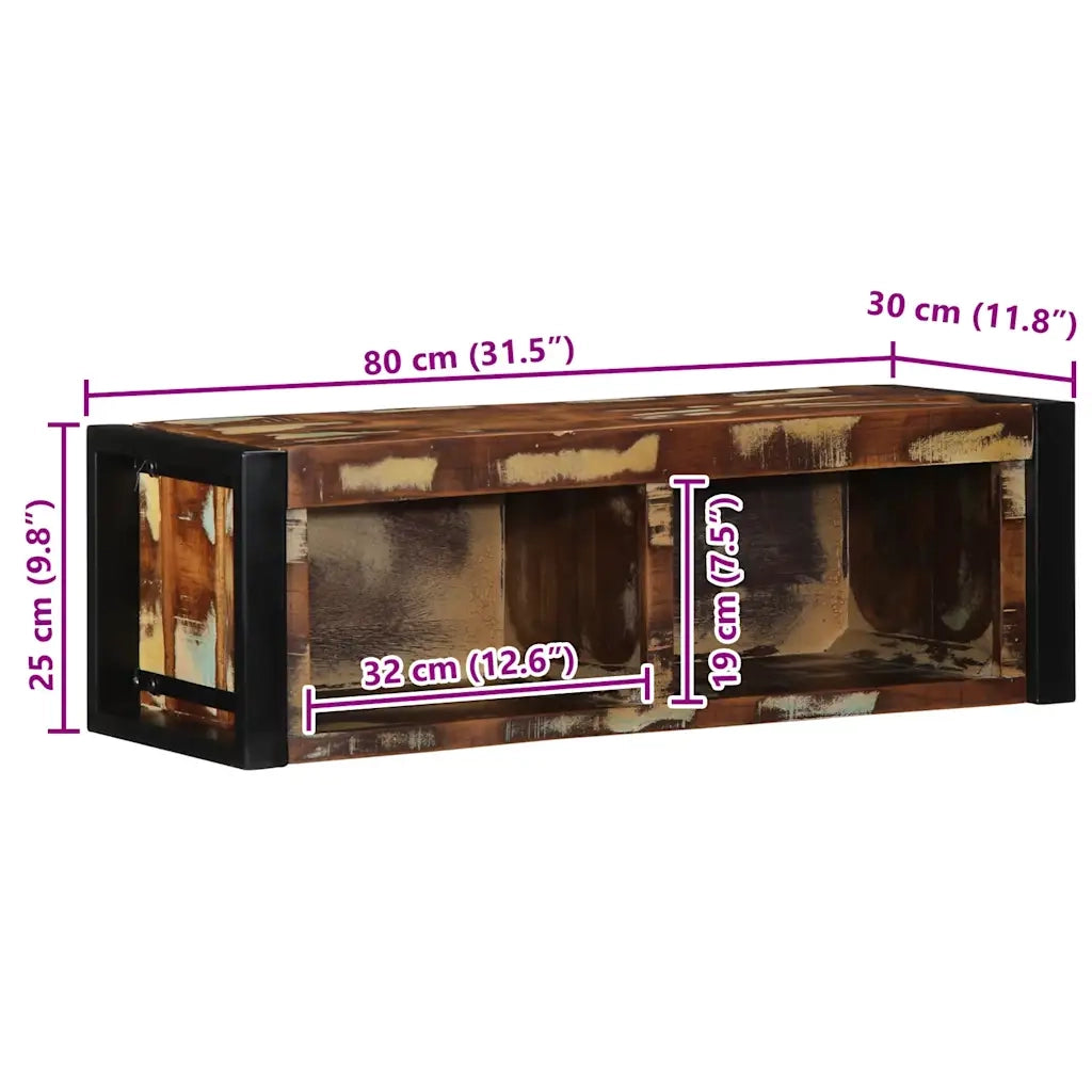 Mobile Porta TV Multicolore 80x30x25 cm Legno Massello Recupero 4015934