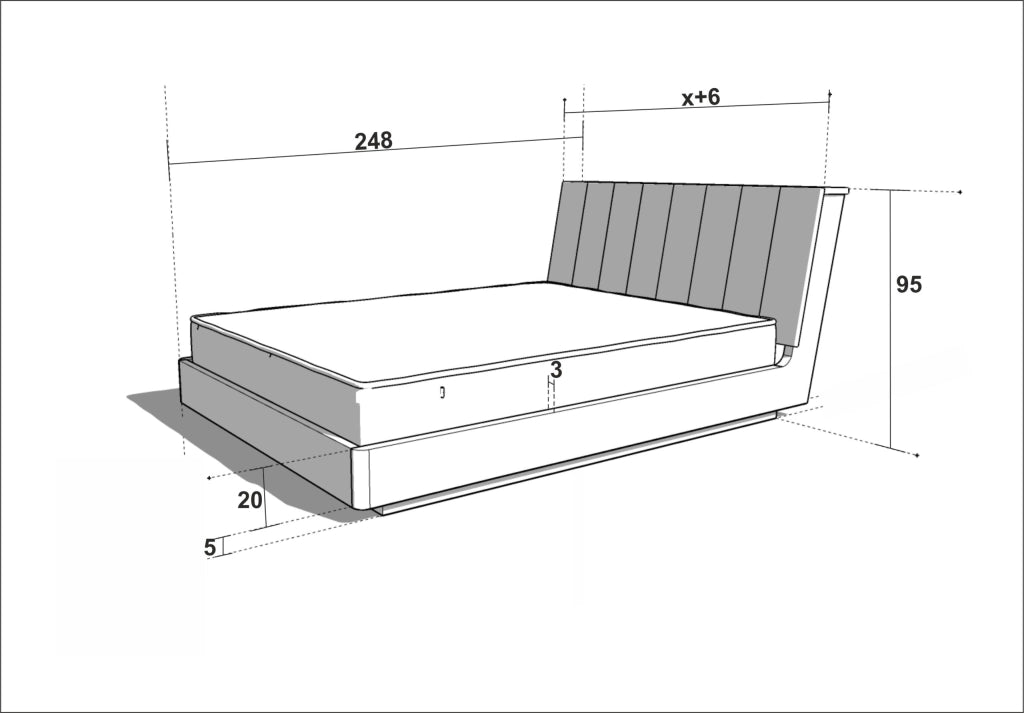LETTO IMBOTTITO MASSELLO 200x200 SOLIK ROVERE NATURALE
