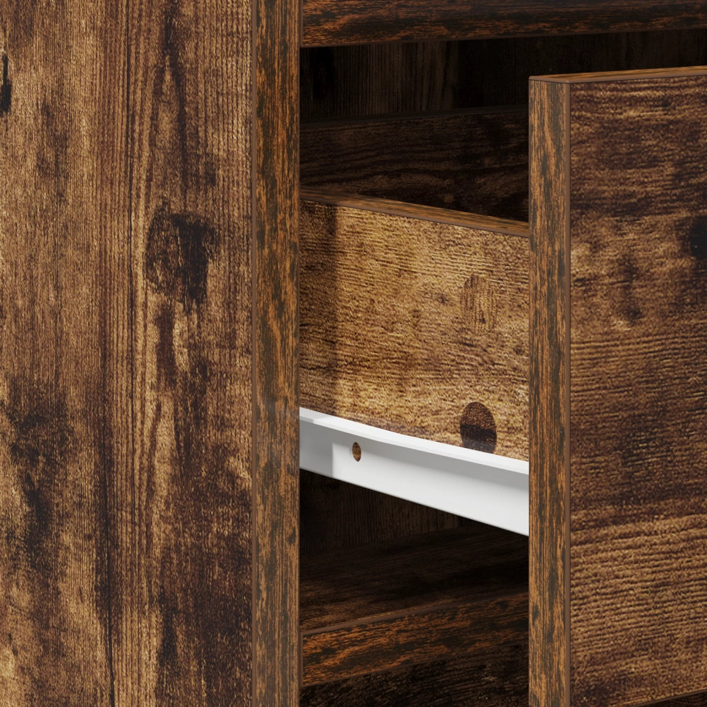 Set da Toeletta 2 Pezzi con LED in Rovere FumÃ¨ in Legno Ingegnerizzato
