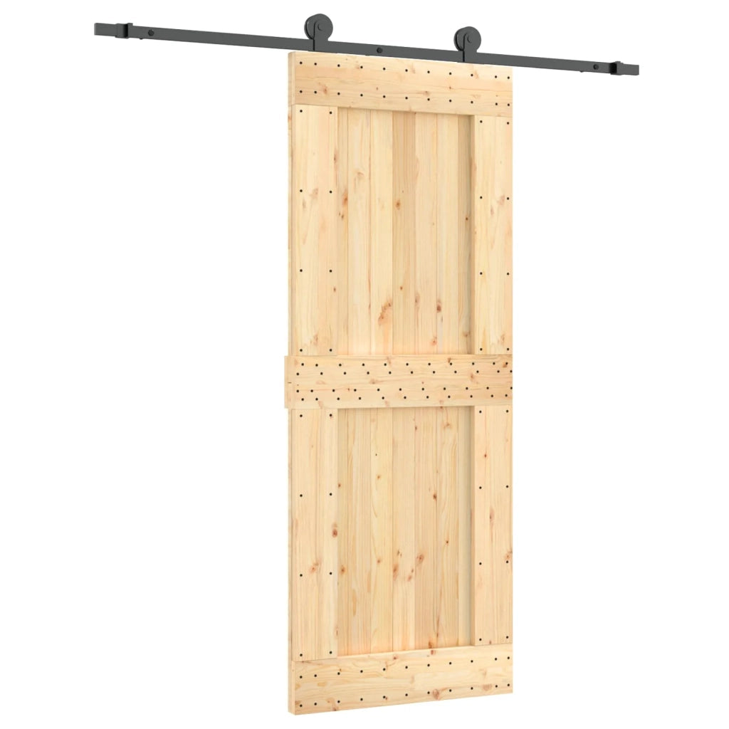 Porta scorrevole Naturale e Nero 80 x 210 cm 3444993