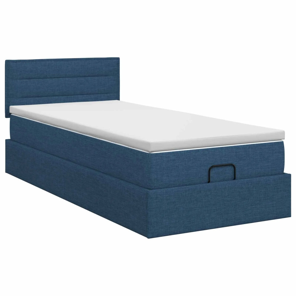 Letto ottomano con materasso Blu 100 x 200 cm Tessuto 3456225