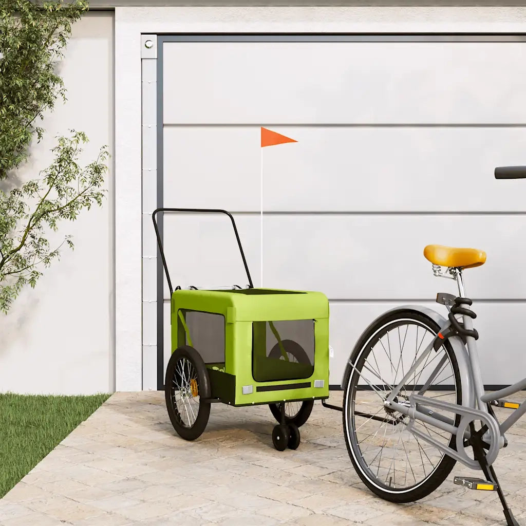 Rimorchio da Bici per Animali Verde e Nero Oxford e Ferro CFW9510666