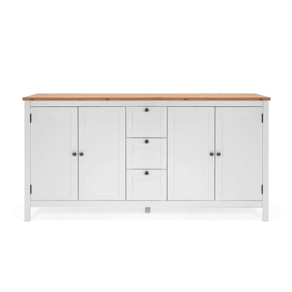 Madia Bergen51 bianco 4 ante e 3 cassetto e top artisan rovere 180 cm