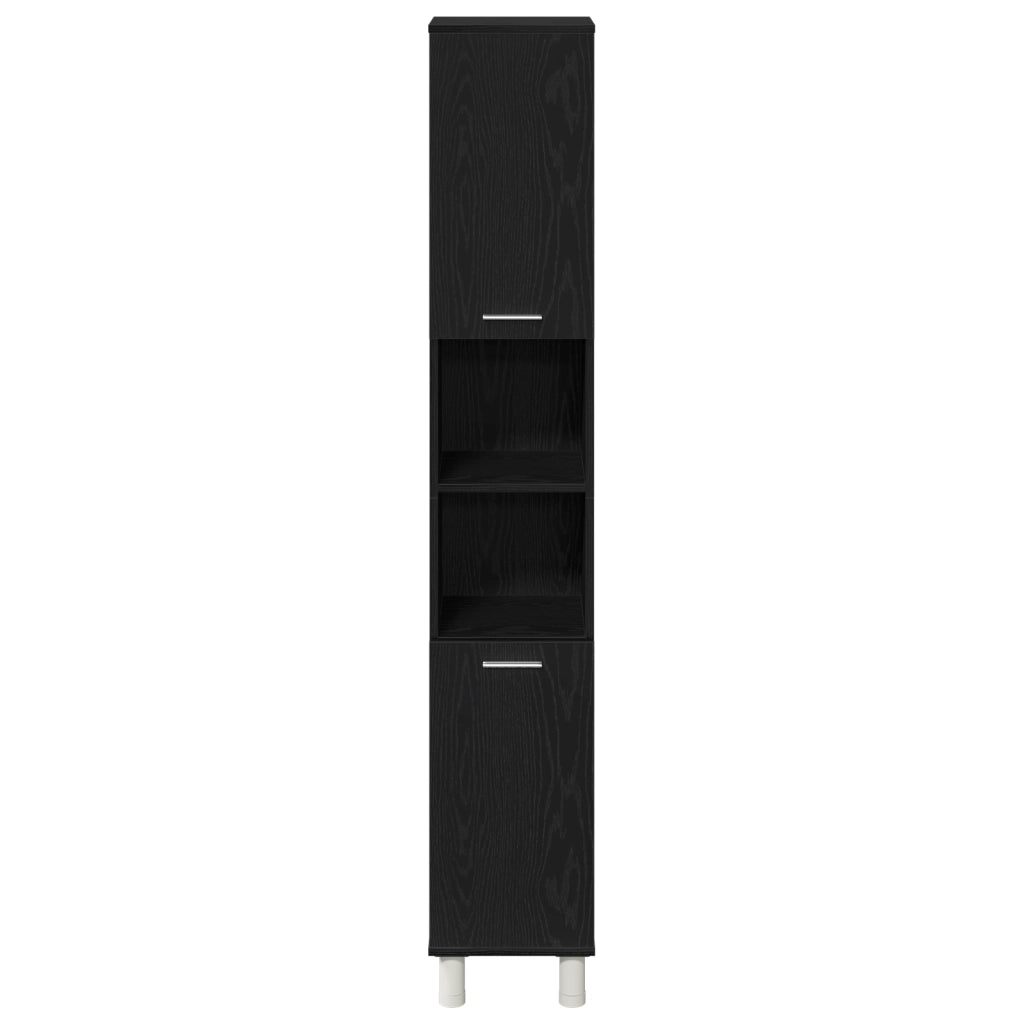 Set di Mobili per Bagno 3 Pezzi Rovere Nero Legno Ingegnerizzato