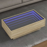 Tavolino Salotto con LED-Tavolino da soggiorno-Tavolo Rovere Sonoma 90x50x30 cm Multistrato