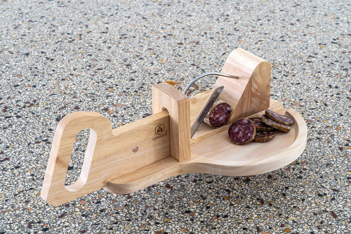 Affettatrice Manuale 30,2x19,1x12,0 cm per Salumi in Legno Naturale