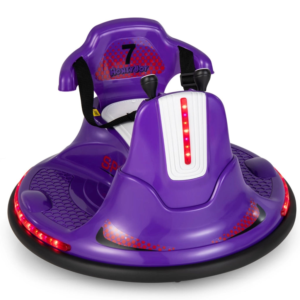 Autoscontro elettrico a batteria con doppio joystick telecomando luci a LED, Autoscontro per bambini Viola