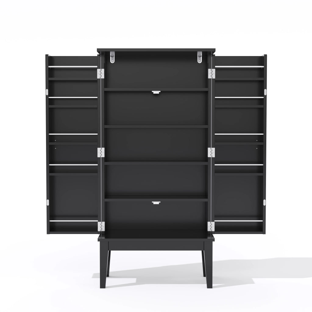 Armadio contenitore vintage moderno in MDF nero, 120 x 59 x 30 cm, con 5 scomparti e 2 ante