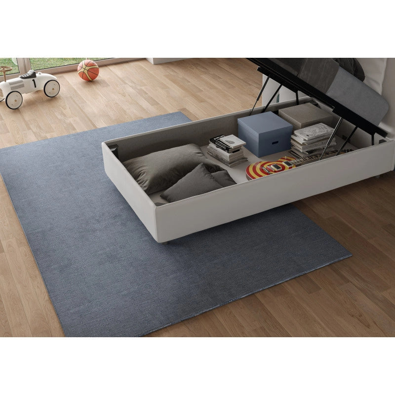 Letto imbottito Piazza e mezzo 110x200 cm Sunny - Bianco,Similpelle,Contenitore