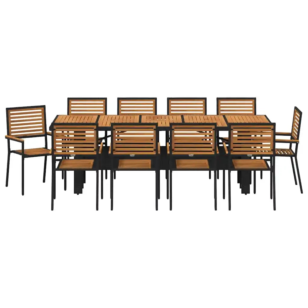 Set da Pranzo per Giardino 11 pcs Nero e Marrone polyrattan 3365448