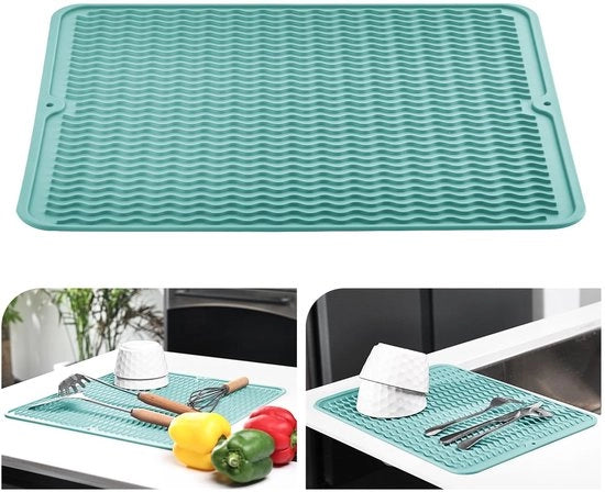 Asciugamano in silicone da cucina 30x40 cm - Resistente al calore - Antiscivolo - Asciugamano per piatto - Asciuga velocemente - Disegno di gronda ampia - Asciugamano per lavastoviglie