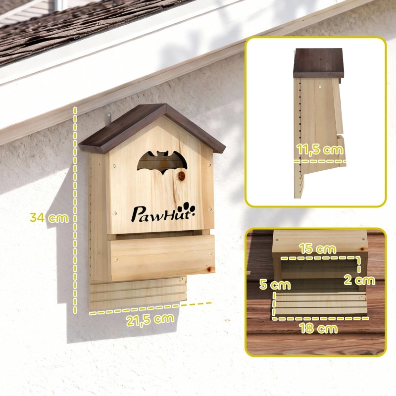 Set di 3 casette per pipistrelli in legno di abete, da appendere in giardino, 21,5 x 11,5 x 34 cm