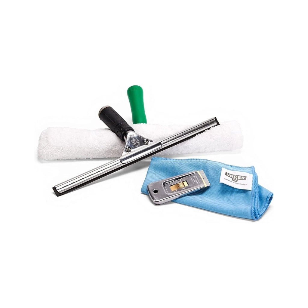 Unger Kit Pro Advanced 4-in-1 (AKG14) Pulizia Vetri Interni con Lavavetro, Tergivetro e Accessori
