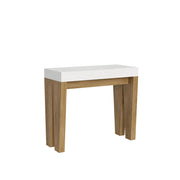 Consolle Allungabile 90-300x40x77 cm in Nobilitato Bianco e Marrone