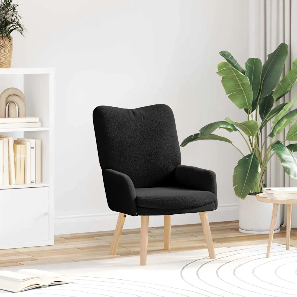 Divano Sedia-Poltrona-Poltroncina Nero 63 x 67 x 94 cm Tessuto di Pecora e Plywood