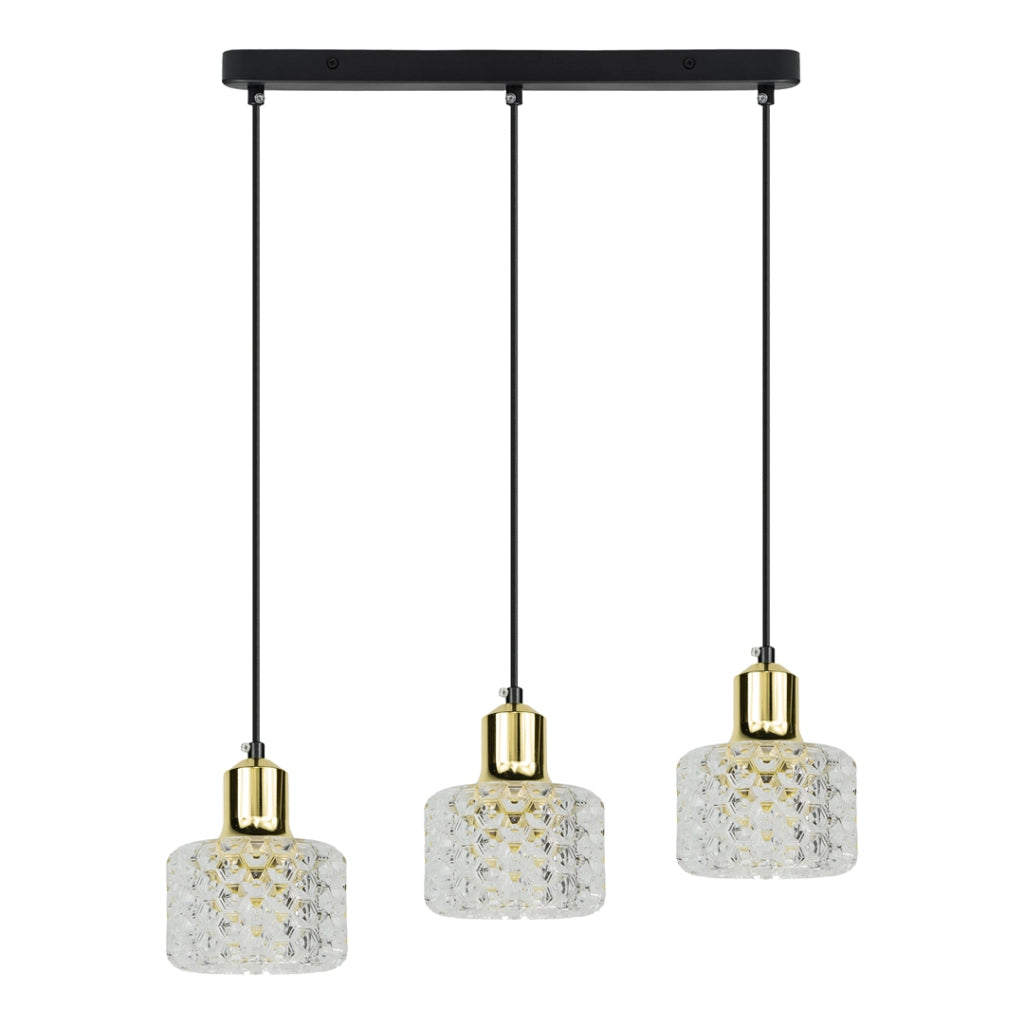 Lampada a sospensione Lumi 3 luci nero oro Milagro