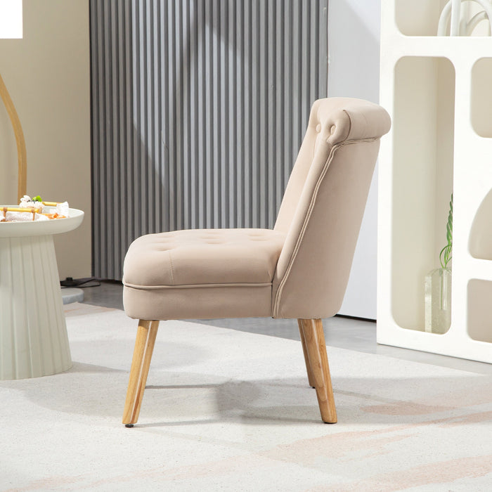 Poltrona da Soggiorno e Camera 60x66x79 cm Trapuntata a Bottoni in Velluto Beige