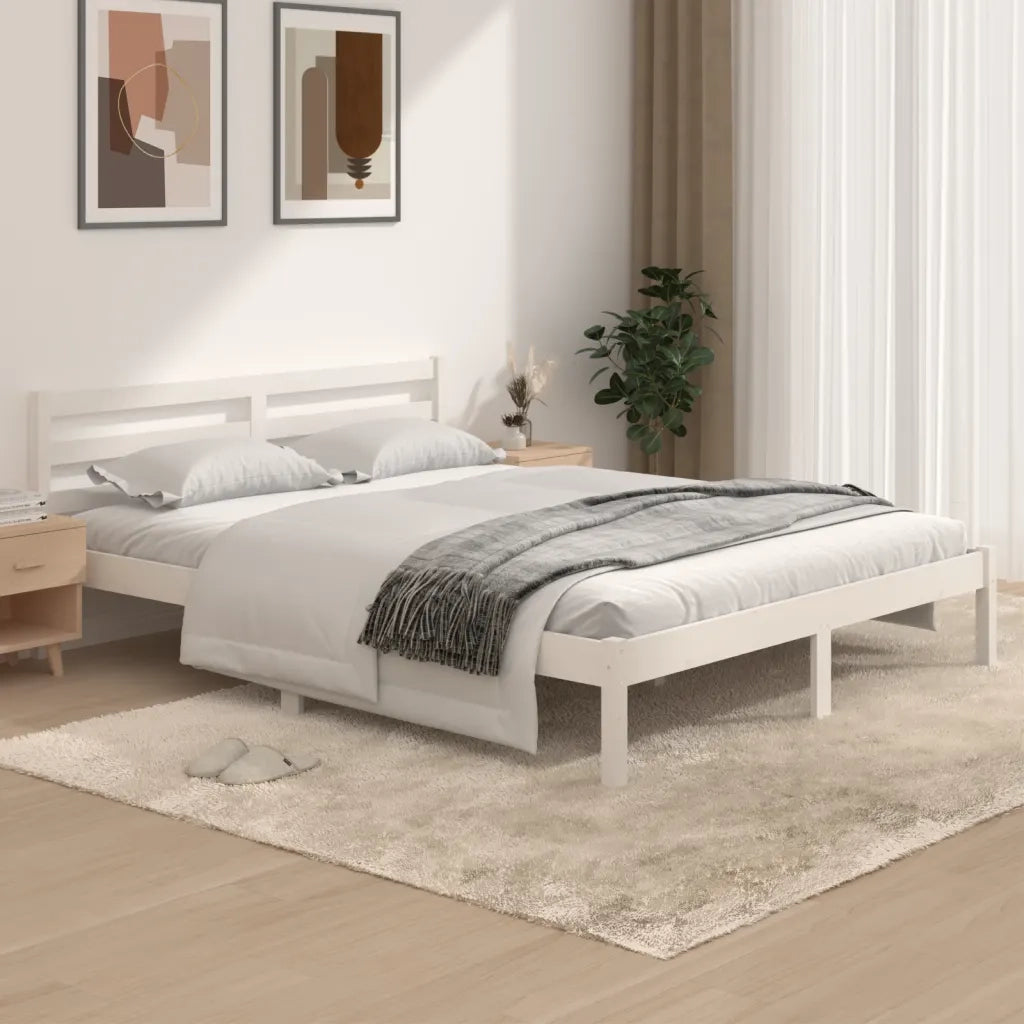 Giroletto-Struttura Letto Bianco Massello Pino 150x200cm King Size 116746